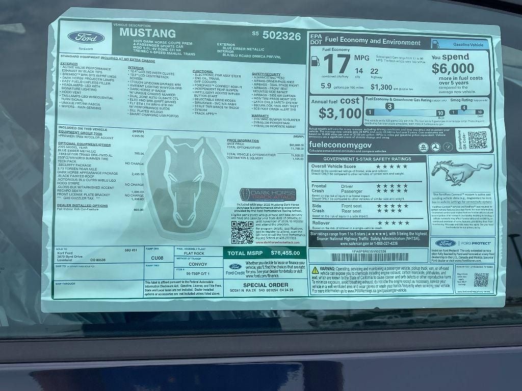 2025 Ford Mustang Dark Horse