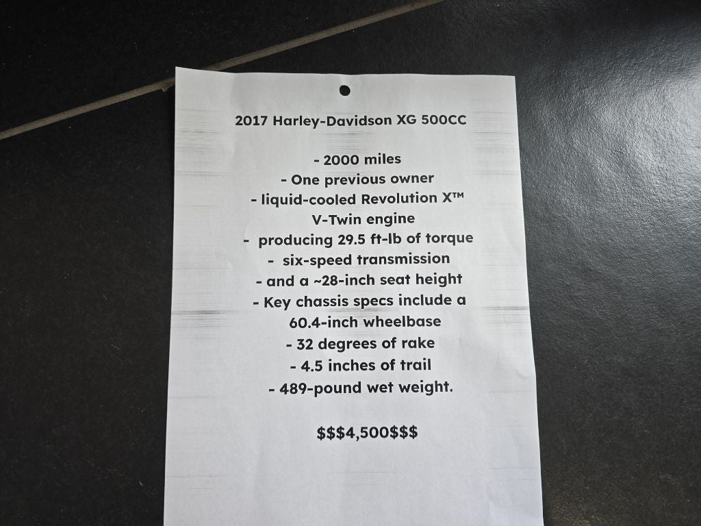 2017 Harley-Davidson XG500 Base